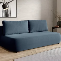 Divano Letto 2 Posti blu Contenitore Cuscini Sfoderabili 210x106 cm, Reclinabile - Brugnato