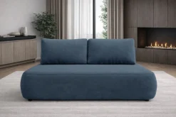 Divano Letto 2 Posti blu Contenitore Cuscini Sfoderabili 210x106 cm, Reclinabile - Brugnato