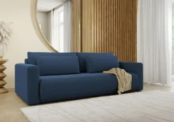 Divano Letto 2 Posti blu Contenitore di Apertura a Libro 240x105 cm, Reclinabile - Erbezzo