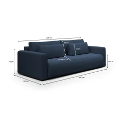 Divano Letto 2 Posti blu Contenitore di Apertura a Libro 240x105 cm, Reclinabile - Erbezzo