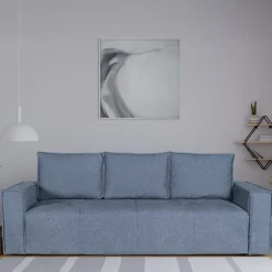 Divano Letto 3 Posti blu Contenitore di Apertura Click-clack 231x99 cm, Lavabile - Naturno