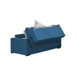 Divano Letto 2 Posti blu Sfoderabile Contenitore 180x95 cm, di Apertura a Ribalta Made in Italy - None