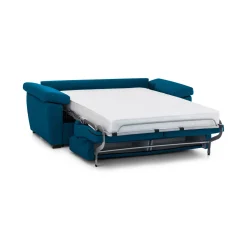 Divano Letto 2 Posti blu Sfoderabile Contenitore 205x95 cm, di Apertura a Ribalta Made in Italy - Fisciano
