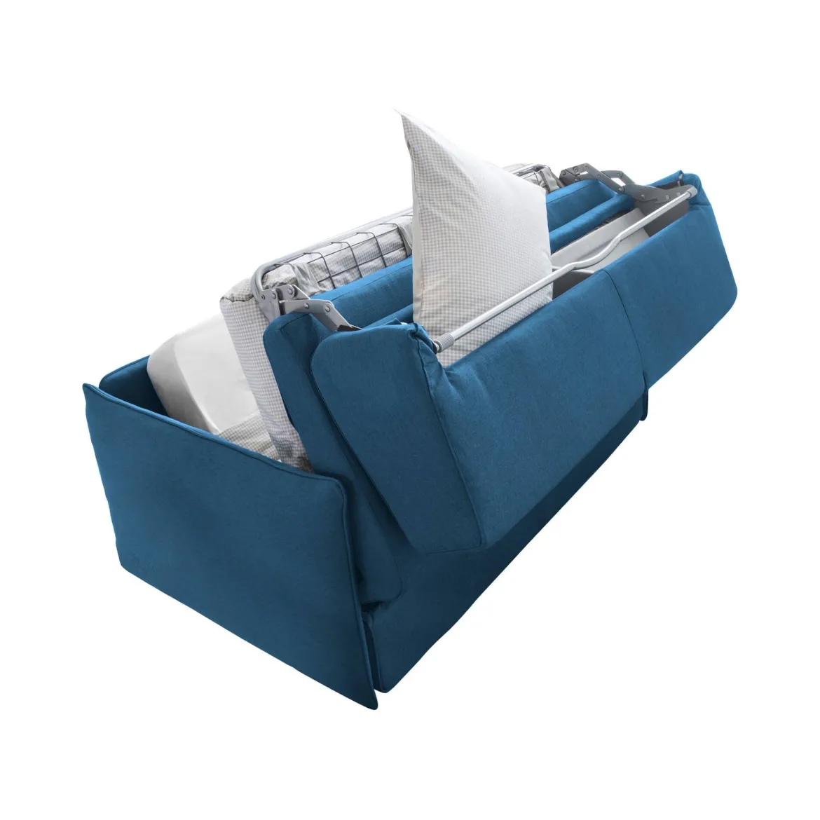 Divano Letto 3 Posti blu Sfoderabile Contenitore 200x95 cm, Lavabile Made in Italy - Cecina