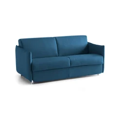 Divano Letto 3 Posti blu Sfoderabile Contenitore 200x95 cm, Lavabile Made in Italy - Gravere