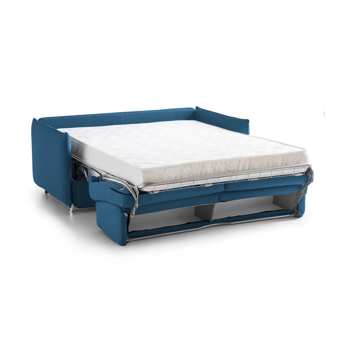 Divano Letto 3 Posti blu Sfoderabile Contenitore 200x95 cm, Lavabile Made in Italy - Gravere