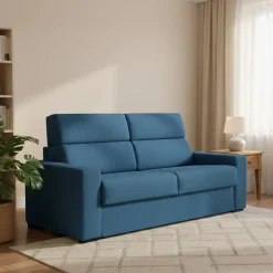 Divano Letto 3 Posti blu Sfoderabile Contenitore 220x95 cm, Lavabile Made in Italy - Quindici