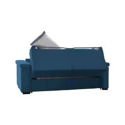 Divano Letto 3 Posti blu Sfoderabile Contenitore 225x95 cm, Lavabile Made in Italy - Nus