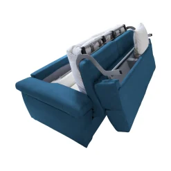 Divano Letto 3 Posti blu Sfoderabile Lavabile 205x86 cm, Idrorepellente Letto Estraibile Materasso Incluso Rete a Doghe Made in Italy - Avellana