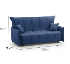 Divano letto 3 posti blu 190x90cm - Ardis