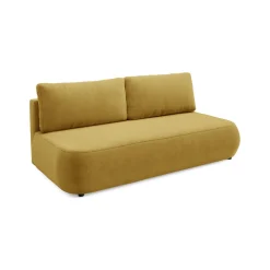 Divano Letto 2 Posti Giallo Contenitore Cuscini Sfoderabili 210x106 cm, Reclinabile - Brugnato