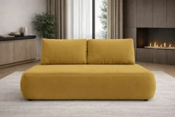 Divano Letto 2 Posti Giallo Contenitore Cuscini Sfoderabili 210x106 cm, Reclinabile - Brugnato