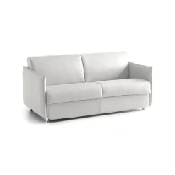 Divano Letto 2 Posti Grigio Chiaro Sfoderabile Contenitore 160x95 cm, di Apertura a Ribalta Made in Italy - Follina