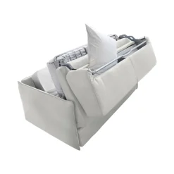 Divano Letto 2 Posti Grigio Chiaro Sfoderabile Contenitore 160x95 cm, di Apertura a Ribalta Made in Italy - Verceia