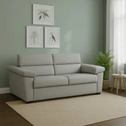 Divano Letto 2 Posti Grigio Chiaro Sfoderabile Contenitore 185x95 cm, di Apertura a Ribalta Made in Italy - Seui