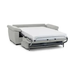 Divano Letto 2 Posti Grigio Chiaro Sfoderabile Contenitore 185x95 cm, di Apertura a Ribalta Made in Italy - Seui