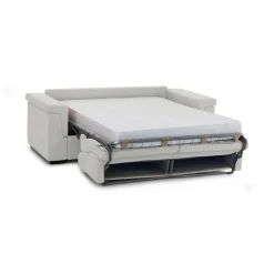 Divano Letto 2 Posti Grigio Chiaro Sfoderabile Contenitore 205x95 cm, di Apertura a Ribalta Made in Italy - Brusasco
