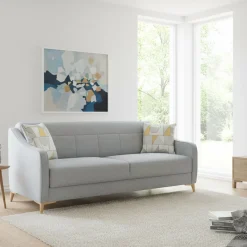 Divano Letto 3 Posti Grigio Chiaro Contenitore di Apertura Click-clack 203x90 cm, Lavabile - Propata