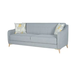 Divano Letto 3 Posti Grigio Chiaro Contenitore di Apertura Click-clack 203x90 cm, Lavabile - Propata