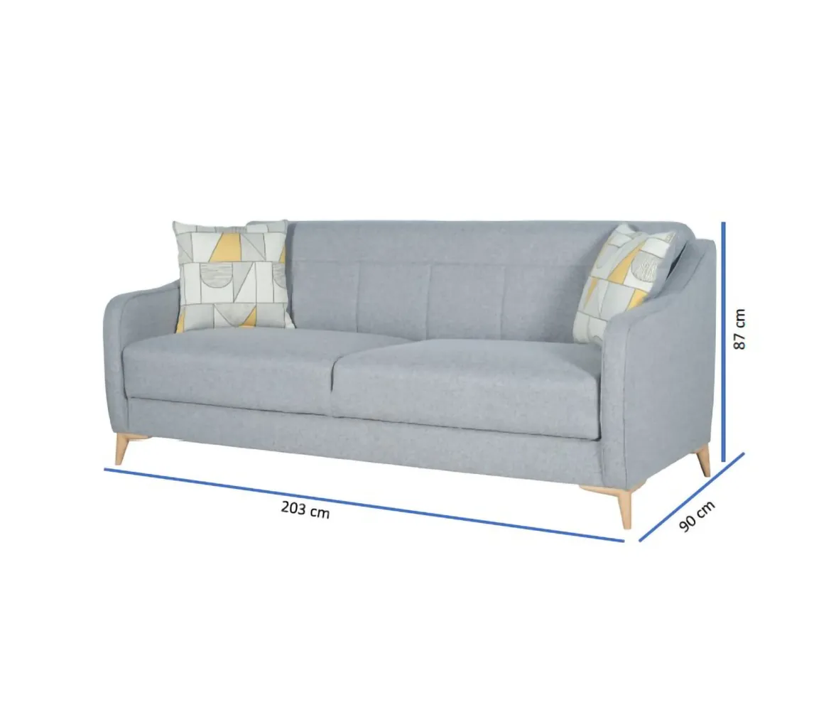 Divano Letto 3 Posti Grigio Chiaro Contenitore di Apertura Click-clack 203x90 cm, Lavabile - Propata