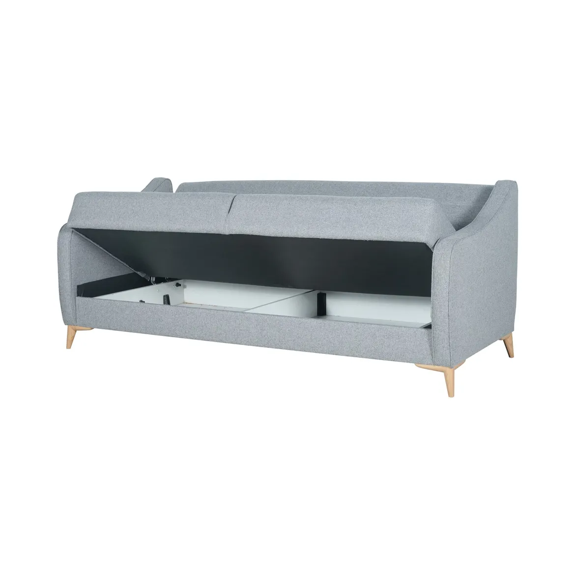 Divano Letto 3 Posti Grigio Chiaro Contenitore di Apertura Click-clack 203x90 cm, Lavabile - Propata
