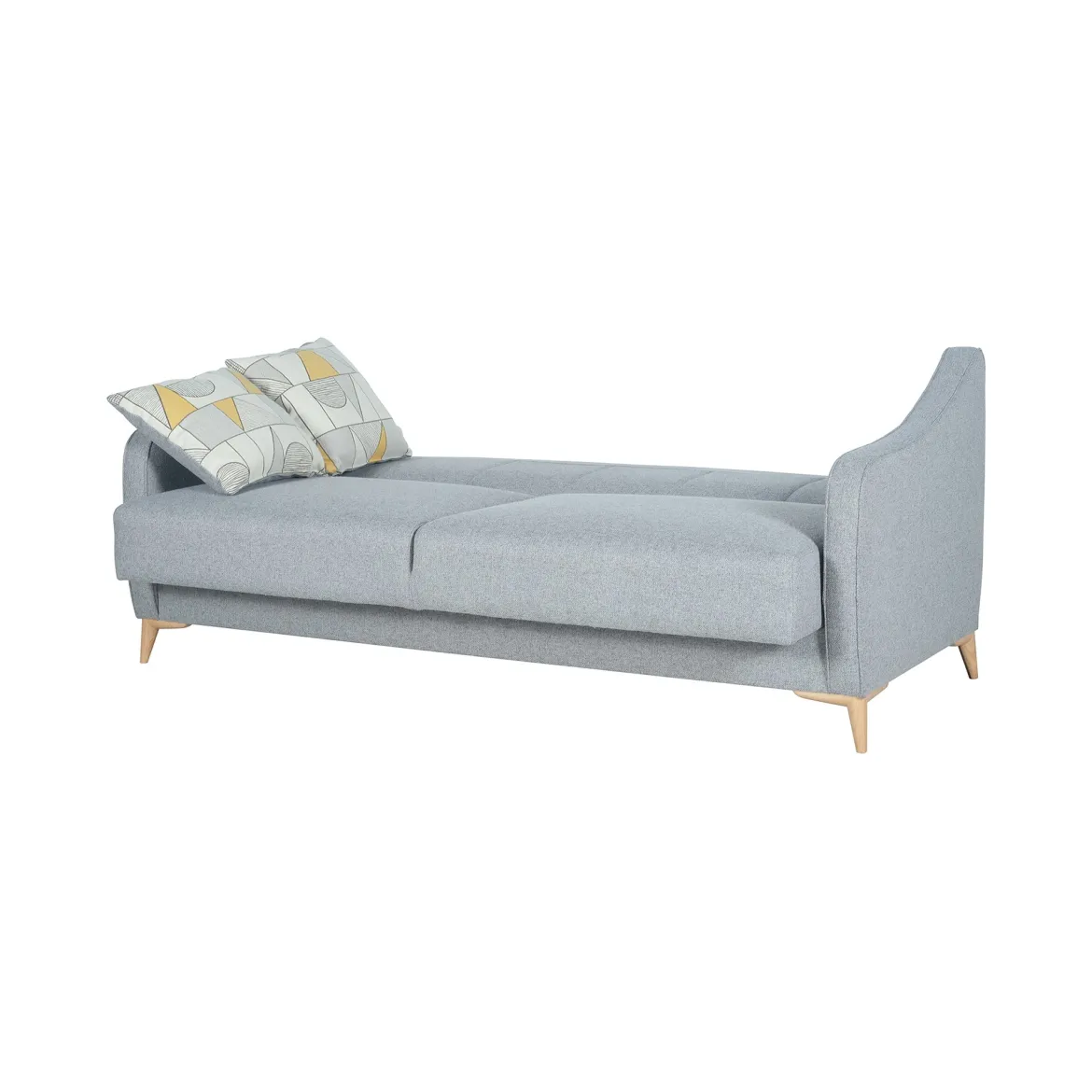Divano Letto 3 Posti Grigio Chiaro Contenitore di Apertura Click-clack 203x90 cm, Lavabile - Propata