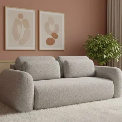 Divano Letto 3 Posti Grigio Chiaro Contenitore di Apertura a Libro 266x121 cm, Reclinabile - Sessame