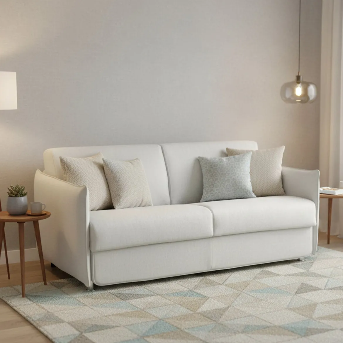 Divano Letto 3 Posti Grigio Chiaro Sfoderabile Contenitore 220x95 cm, Lavabile Made in Italy - Marcon