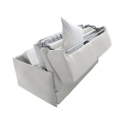 Divano Letto 3 Posti Grigio Chiaro Sfoderabile Contenitore 220x95 cm, Lavabile Made in Italy - Marcon