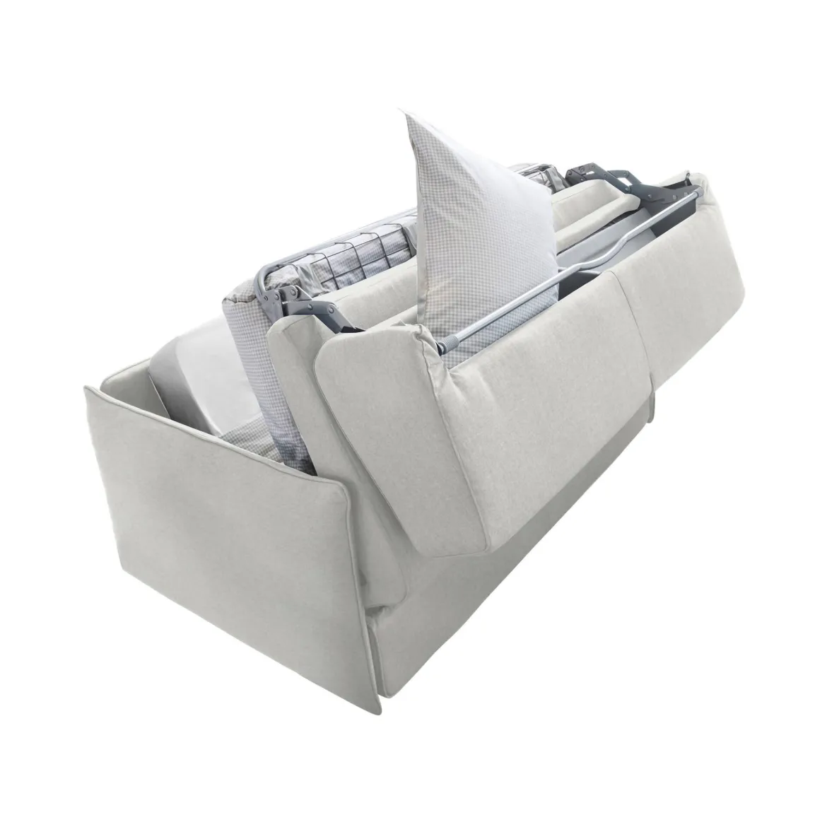 Divano Letto 3 Posti Grigio Chiaro Sfoderabile Contenitore 220x95 cm, Lavabile Made in Italy - Marcon