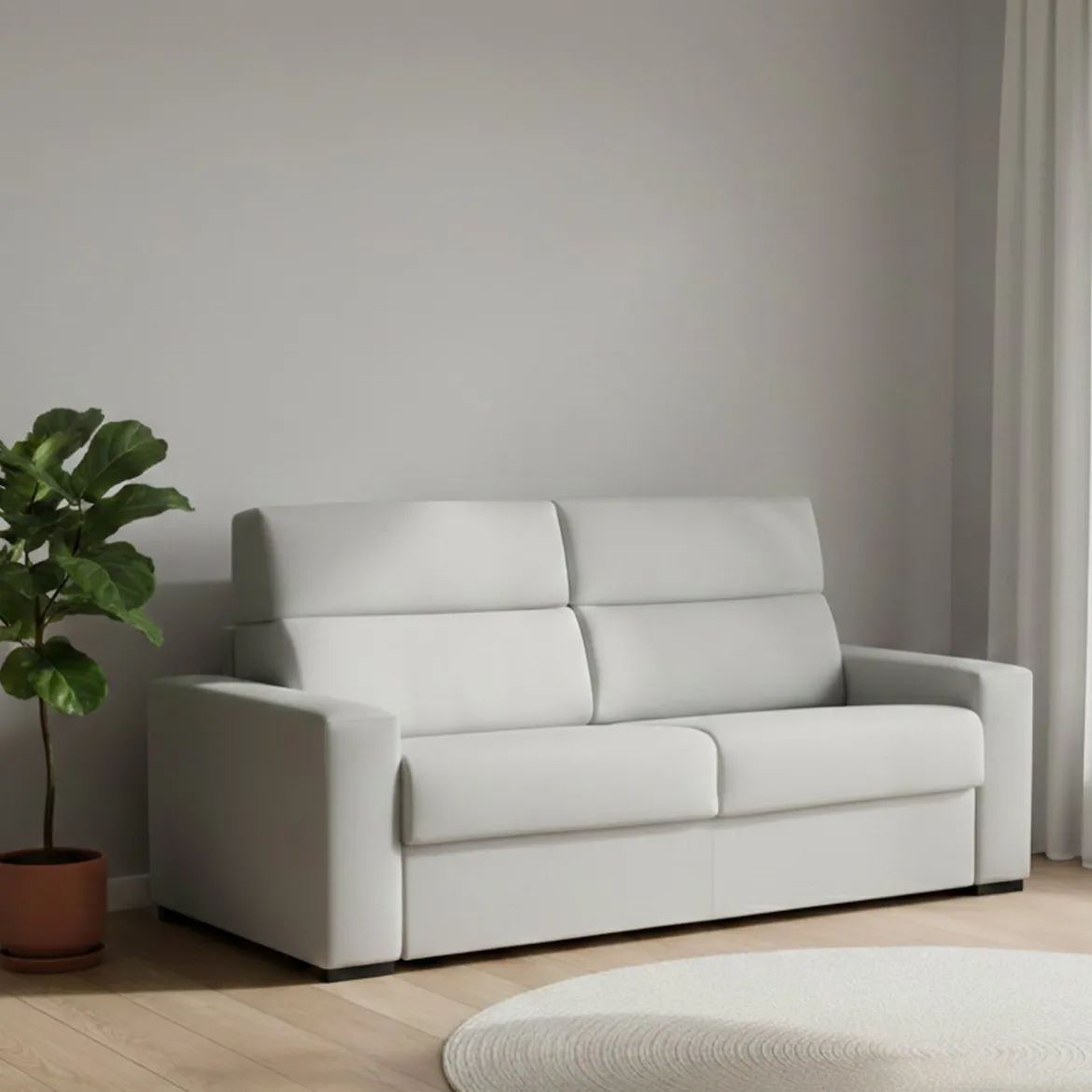 Divano Letto 3 Posti Grigio Chiaro Sfoderabile Contenitore 220x95 cm, Lavabile Made in Italy - Quindici