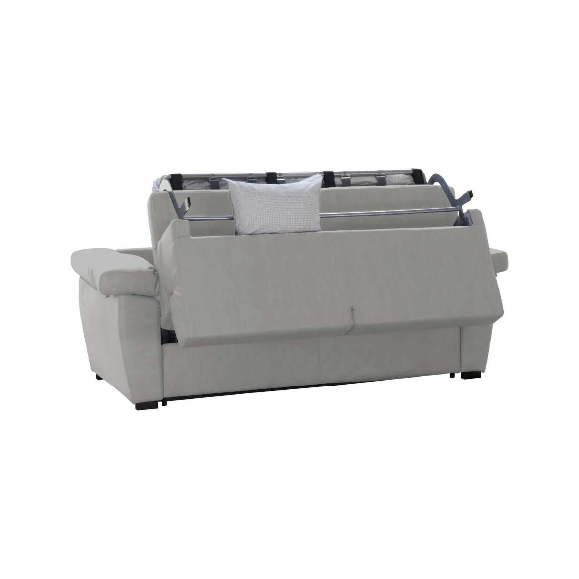 Divano Letto 3 Posti Grigio Chiaro Sfoderabile Contenitore 225x95 cm, Lavabile Made in Italy - Pacecos