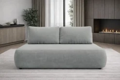 Divano Letto 2 Posti Grigio Contenitore Cuscini Sfoderabili 210x106 cm, Reclinabile - Brugnato