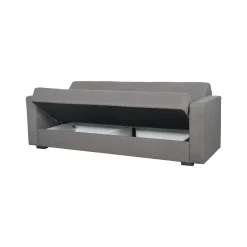 Divano Letto 3 Posti Grigio Contenitore di Apertura Click-clack 214x80 cm, Lavabile - Giaveno