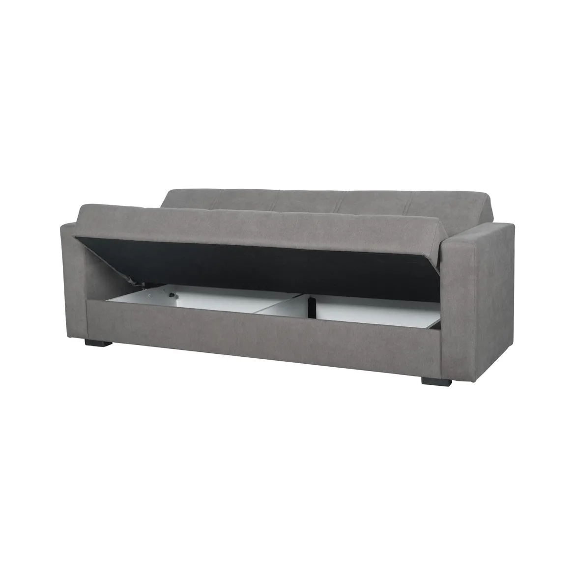 Divano Letto 3 Posti Grigio Contenitore di Apertura Click-clack 214x80 cm, Lavabile - Giaveno