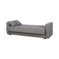 Divano Letto 3 Posti Grigio Contenitore di Apertura Click-clack 214x80 cm, Lavabile - Giaveno