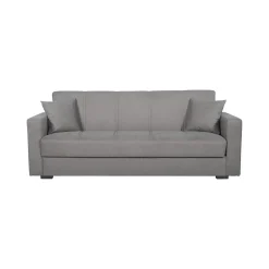 Divano Letto 3 Posti Grigio Contenitore di Apertura Click-clack 214x80 cm, Lavabile - Giaveno