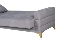 Divano Letto 3 Posti Grigio Contenitore di Apertura Click-clack 222x88 cm, Lavabile - Nogara