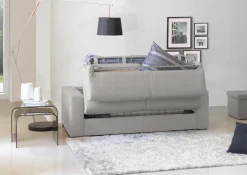 Divano Letto 2 Posti Grigio Sfoderabile Contenitore 160x95 cm, di Apertura Girevole - Alcatraz