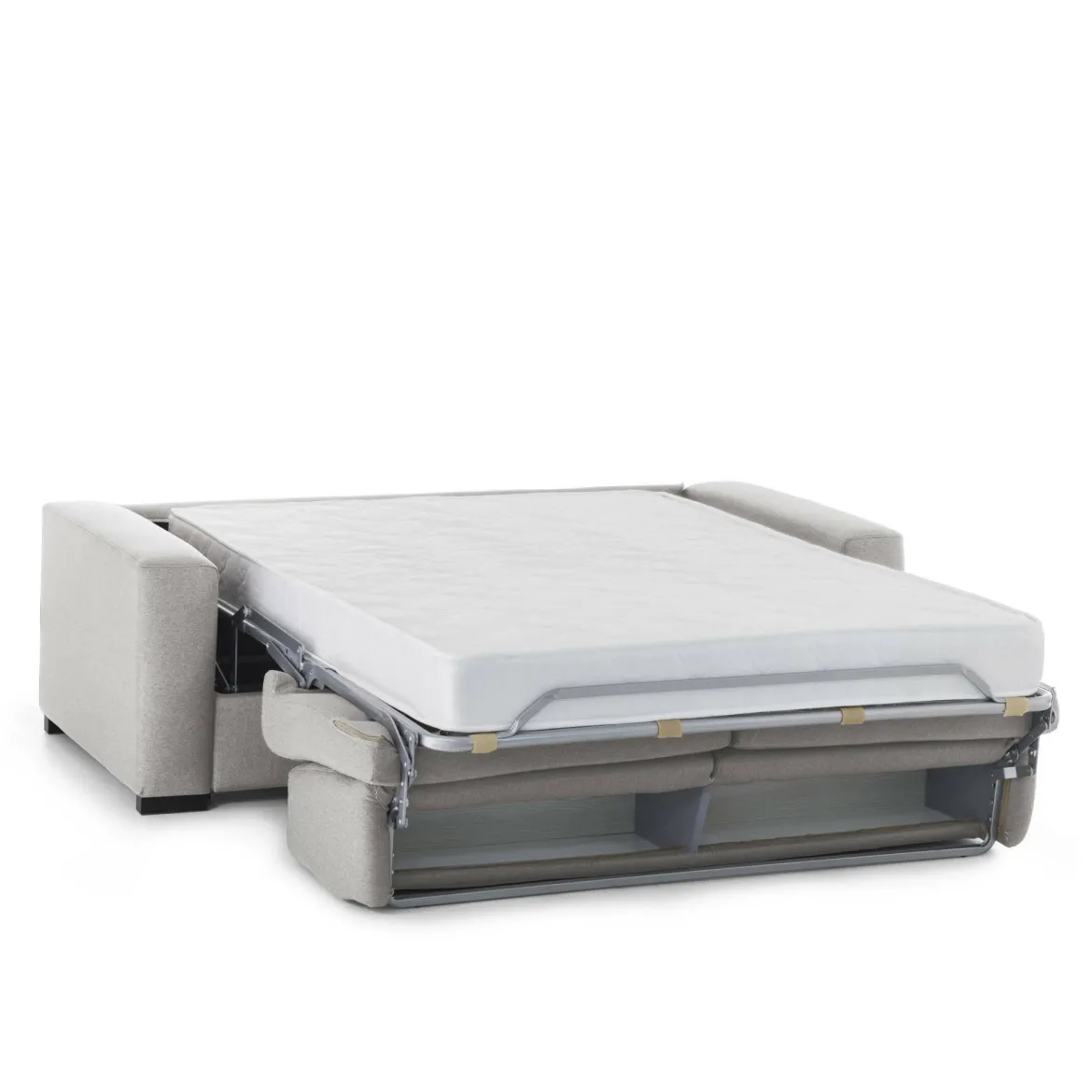 Divano Letto 2 Posti Grigio Sfoderabile Contenitore 160x95 cm, di Apertura Girevole - Alcatraz