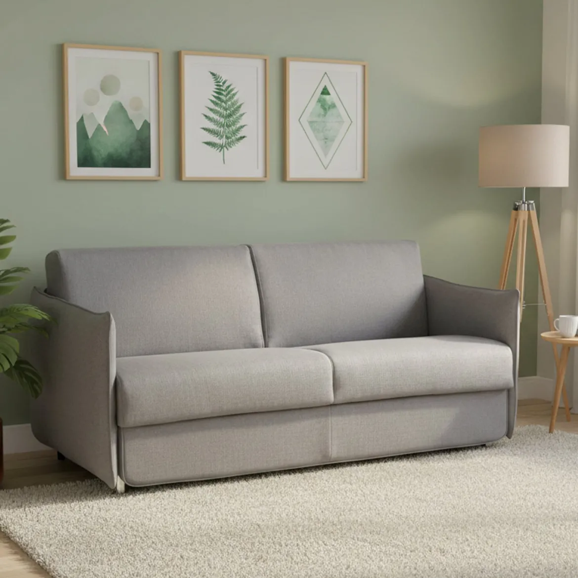 Divano Letto 2 Posti Grigio Sfoderabile Contenitore 180x95 cm, di Apertura a Ribalta Made in Italy - Trovo