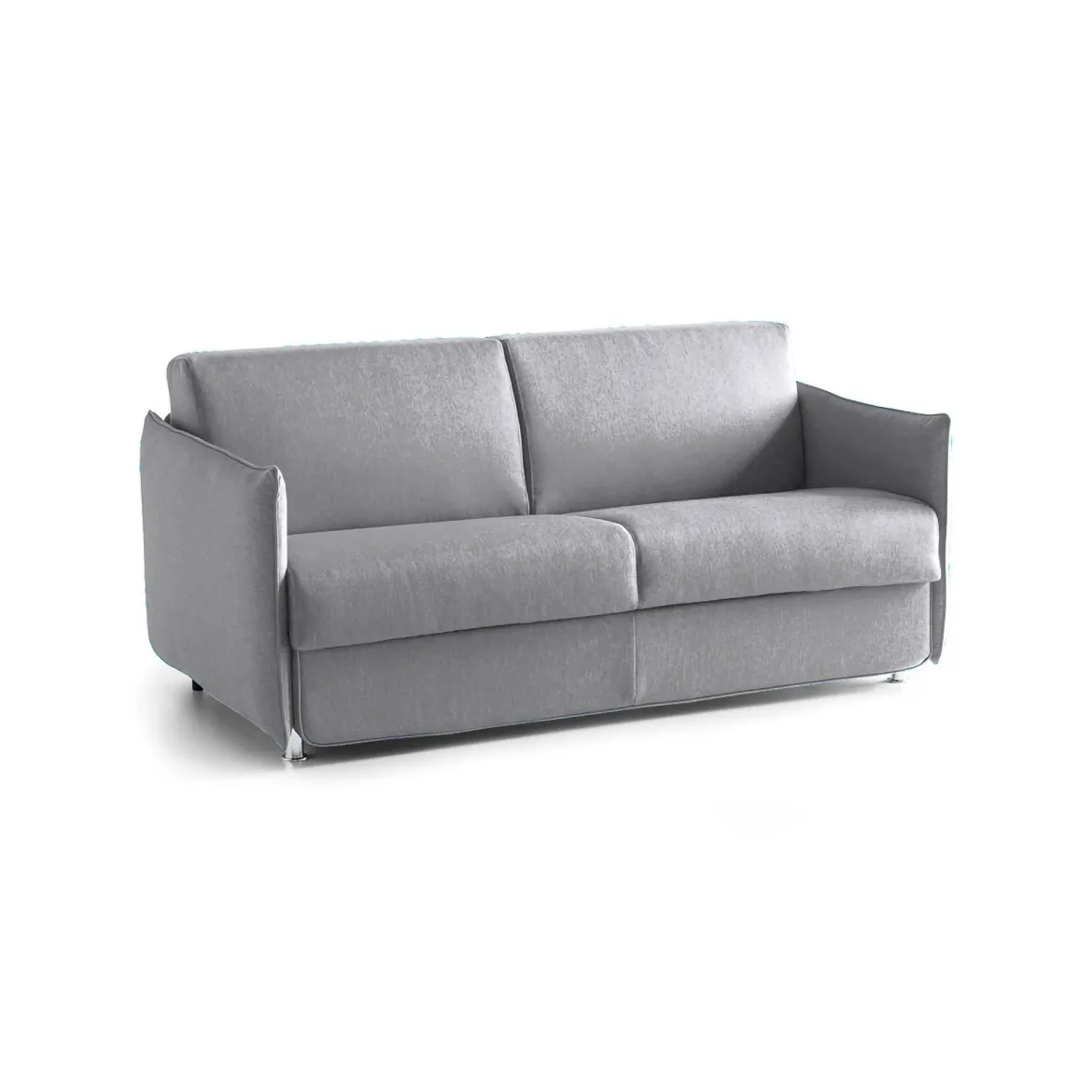 Divano Letto 2 Posti Grigio Sfoderabile Contenitore 180x95 cm, di Apertura a Ribalta Made in Italy - Trovo