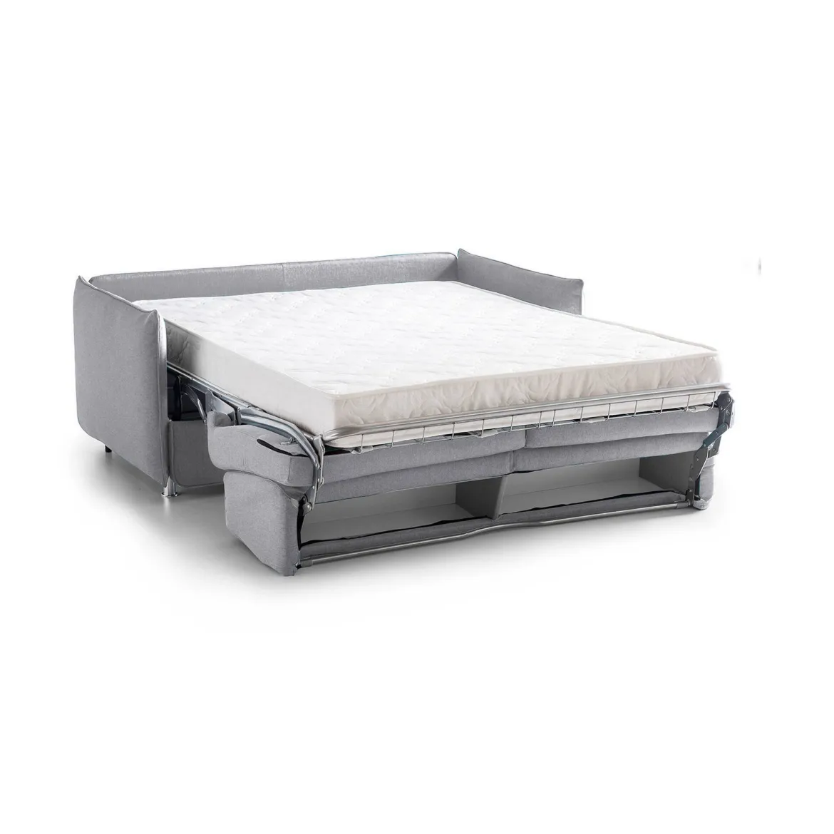 Divano Letto 2 Posti Grigio Sfoderabile Contenitore 180x95 cm, di Apertura a Ribalta Made in Italy - Trovo