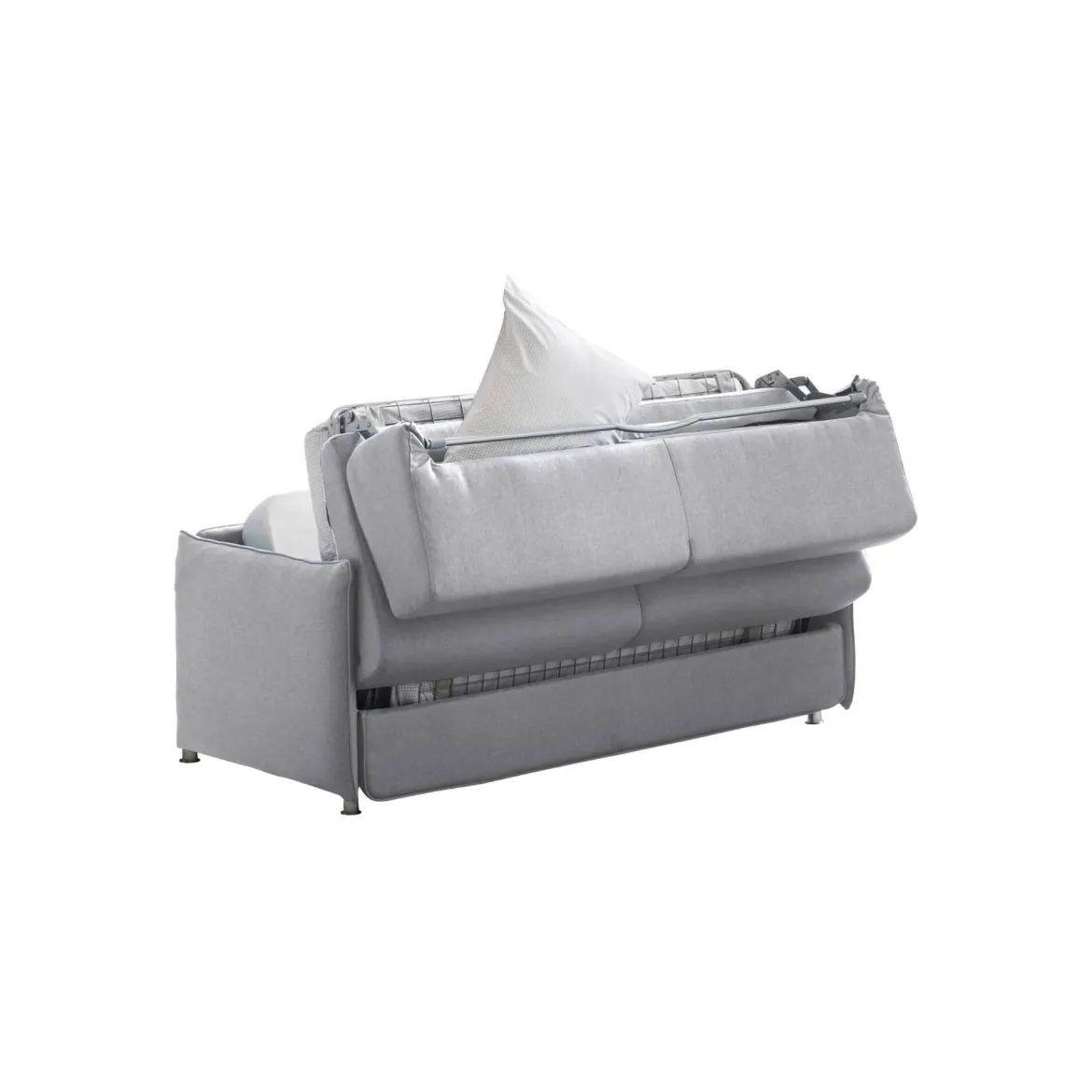Divano Letto 2 Posti Grigio Sfoderabile Contenitore 180x95 cm, di Apertura a Ribalta Made in Italy - Trovo