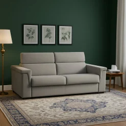 Divano Letto 2 Posti Grigio Sfoderabile Contenitore 185x95 cm, di Apertura a Ribalta Made in Italy - Rigolato