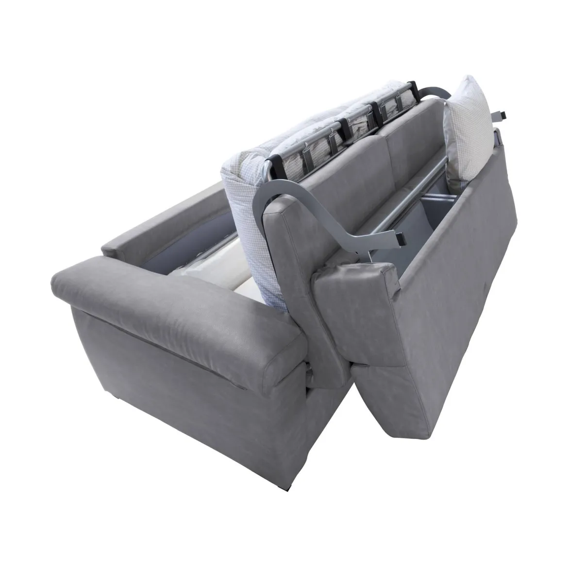Divano Letto 2 Posti Grigio Sfoderabile Contenitore 185x95 cm, di Apertura a Ribalta Made in Italy - Seui