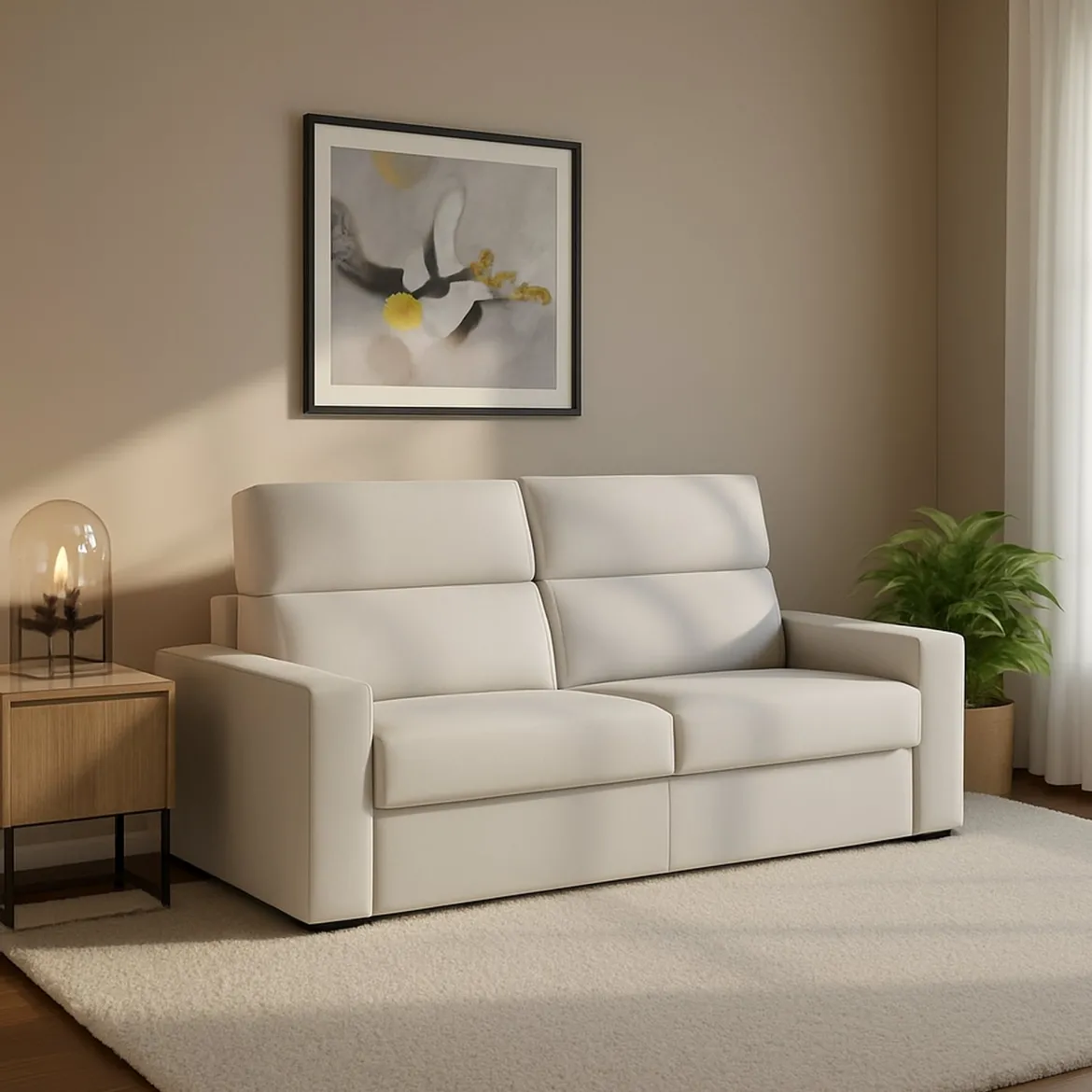 Divano Letto 2 Posti Grigio Sfoderabile Contenitore 200x95 cm, di Apertura a Ribalta Made in Italy - Sonico