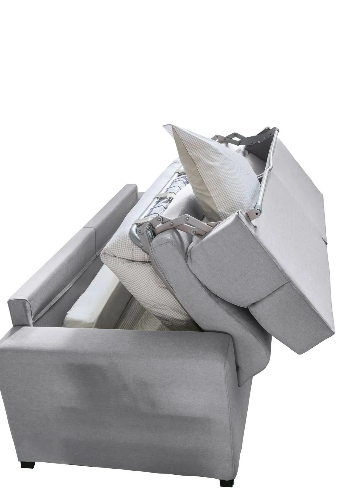 Divano Letto 2 Posti Grigio Sfoderabile Contenitore 200x95 cm, di Apertura a Ribalta Made in Italy - Sonico