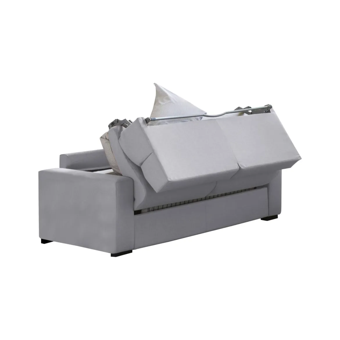 Divano Letto 2 Posti Grigio Sfoderabile Contenitore 200x95 cm, di Apertura a Ribalta Made in Italy - Sonico