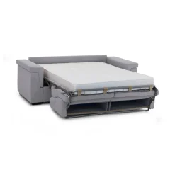 Divano Letto 2 Posti Grigio Sfoderabile Contenitore 205x95 cm, di Apertura a Ribalta Made in Italy - Brusasco